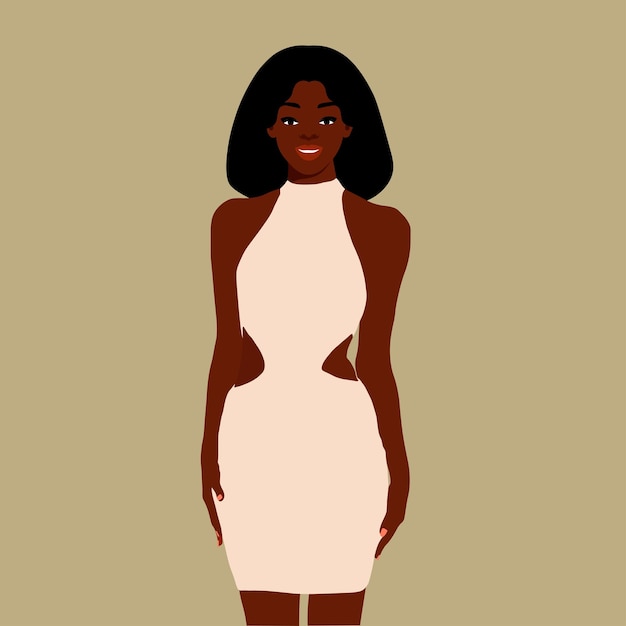 Uma bela mulher negra em um vector de estilo artístico elegante.