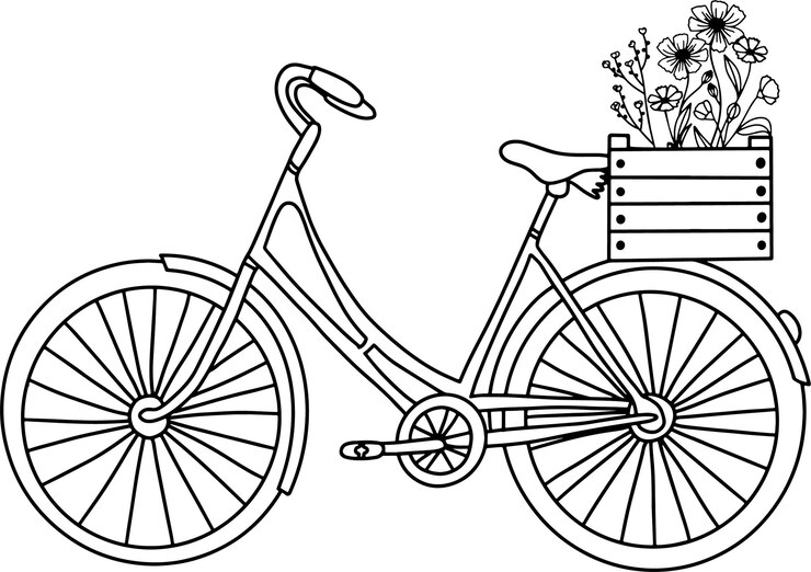 Vetor uma bicicleta com uma cesta que diz bicicleta