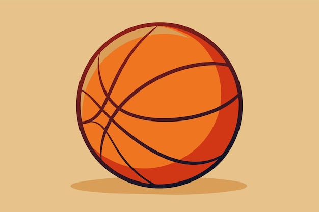 Vetor uma bola de basquete laranja brilhante se destaca contra um fundo castanho simples uma ilustração minimalista de um jogador de basquetebol em middribble