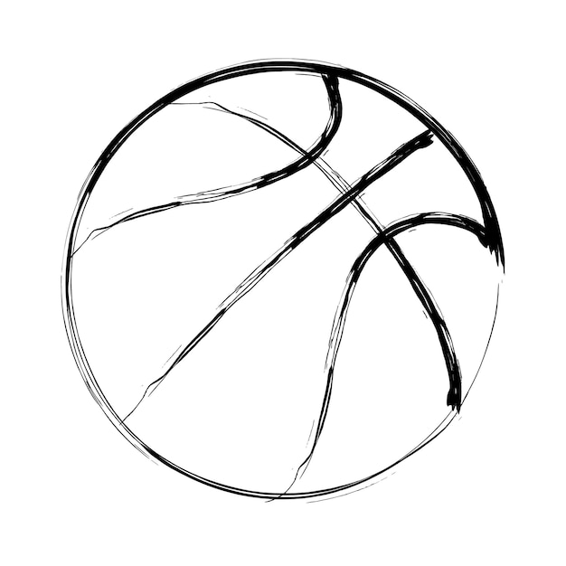 Vetor uma bola de basquetebol é desenhada em preto e branco