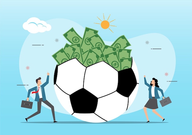 Uma bola de futebol aberta com dinheiro dentro conceito de apostas