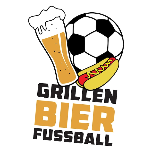 uma bola de futebol e um copo de cerveja estão em um fundo branco