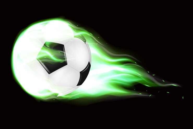 Vetor uma bola de futebol em chamas voando