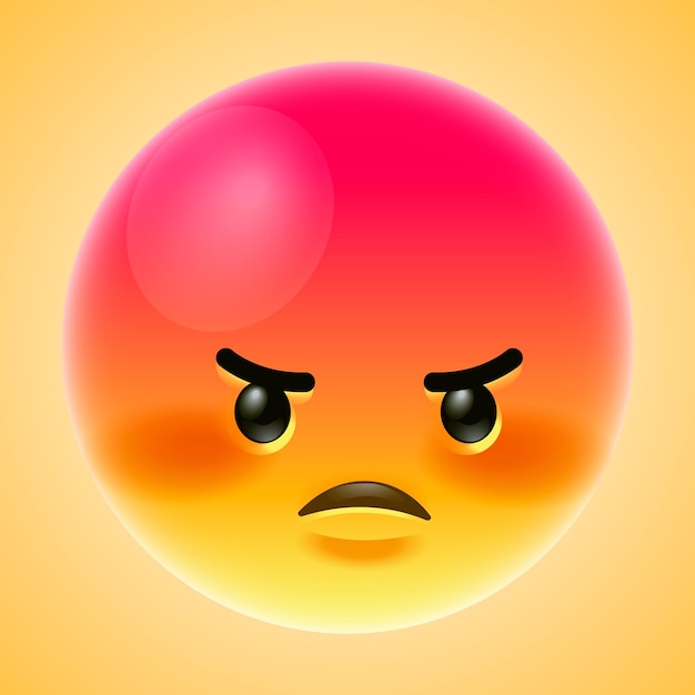 Uma bola vermelha com um rosto que diz com raiva.