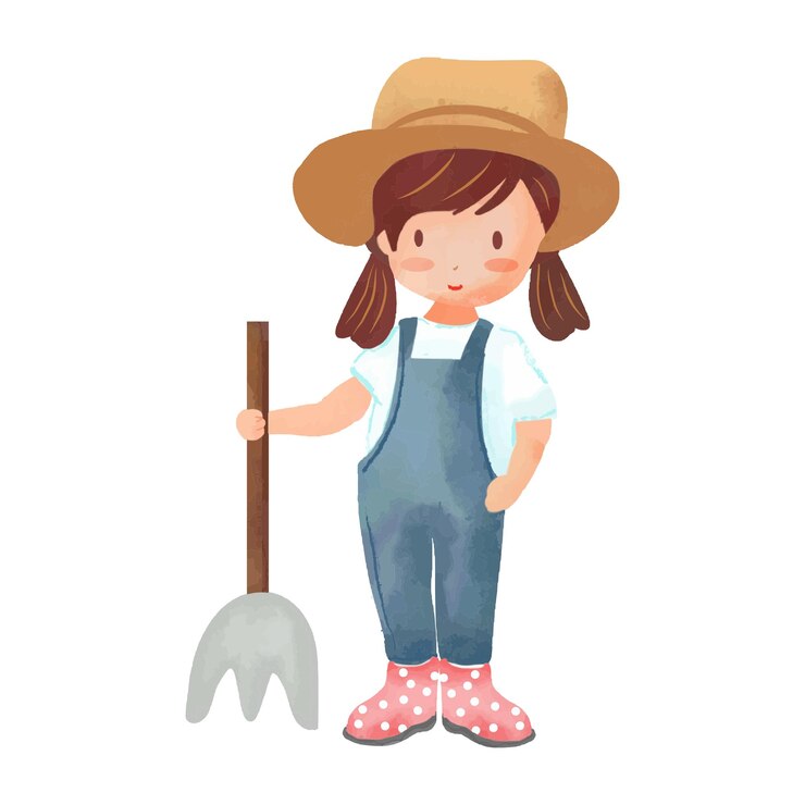 Vetor uma bonita moça de desenho animado com um garfo ilustração vetorial