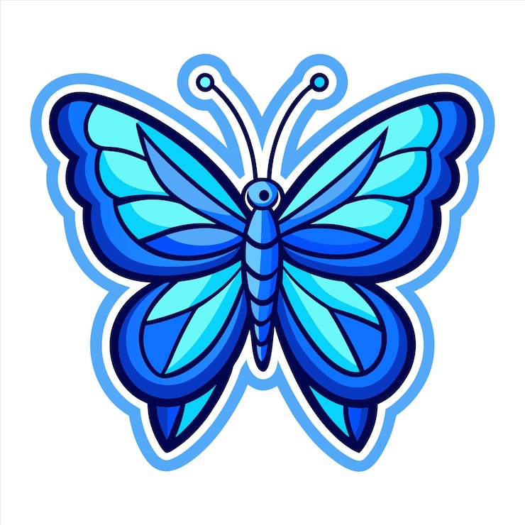 Vetor uma borboleta com asas azuis e uma borboleta azul nela.