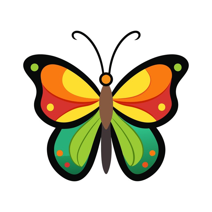 Vetor uma borboleta com uma borboleta colorida na frente
