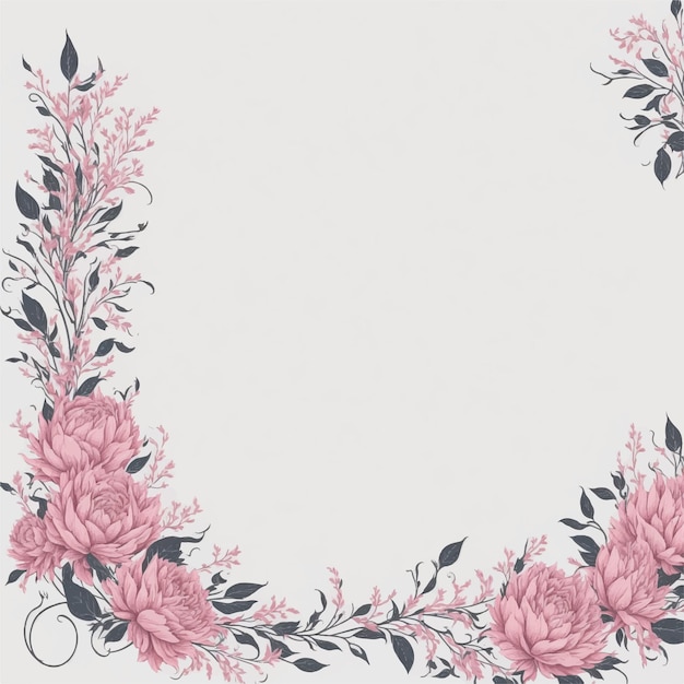 Vetor uma borda floral rosa com um padrão floral em um fundo branco.