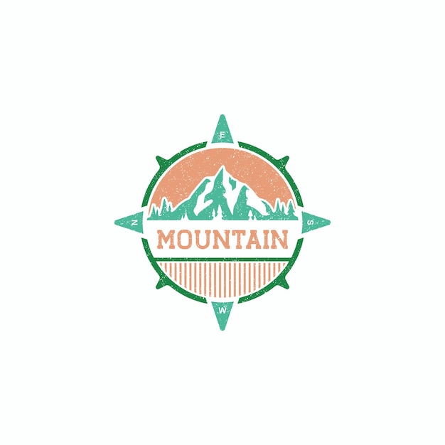 Vetor uma bússola com o logotipo de uma montanha