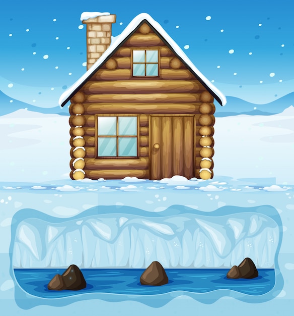Uma cabana de inverno no pólo norte