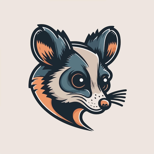 Uma cabeça de gambá bonito ícone do logotipo do vetor Mascote dos esportes ilustração plana