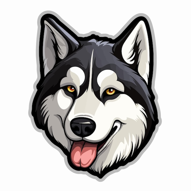 uma cabeça de lobo com um rosto preto e branco que diz lobo.