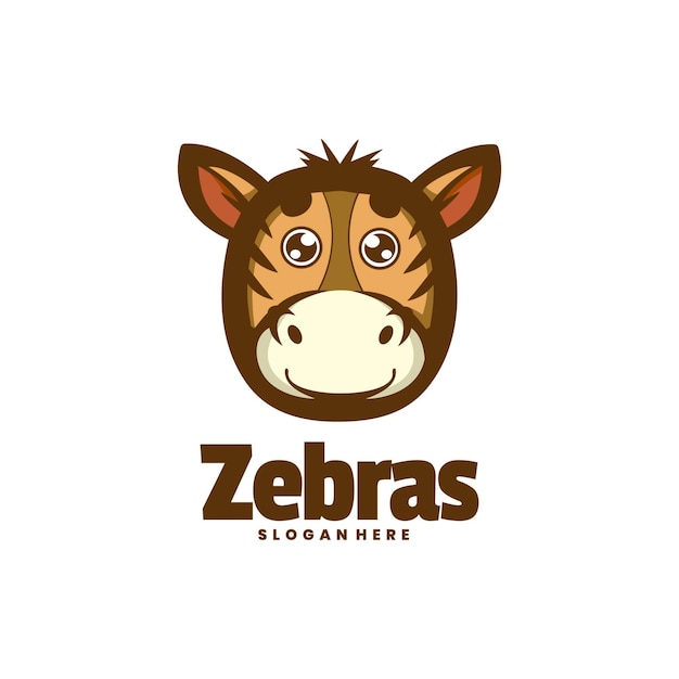 Vetor uma cabeça de zebra com um rosto marrom e branco.