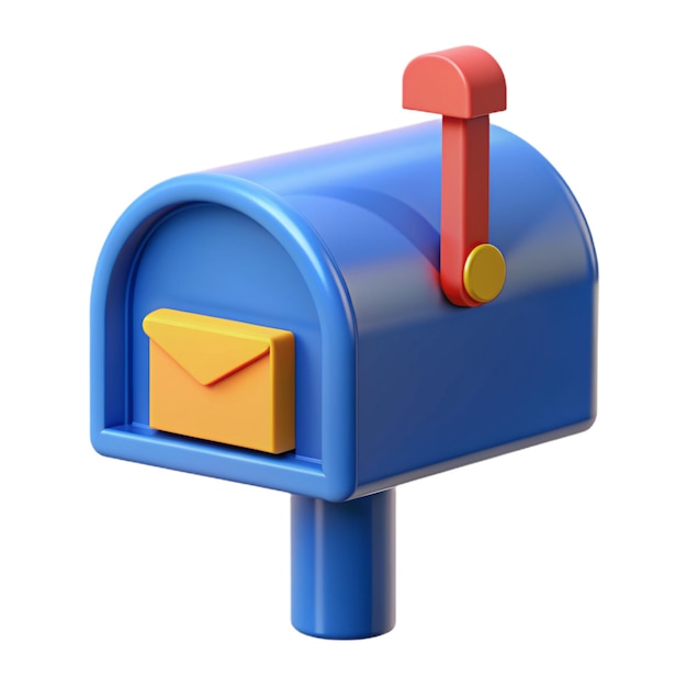 Uma caixa de correio azul com uma letra amarela