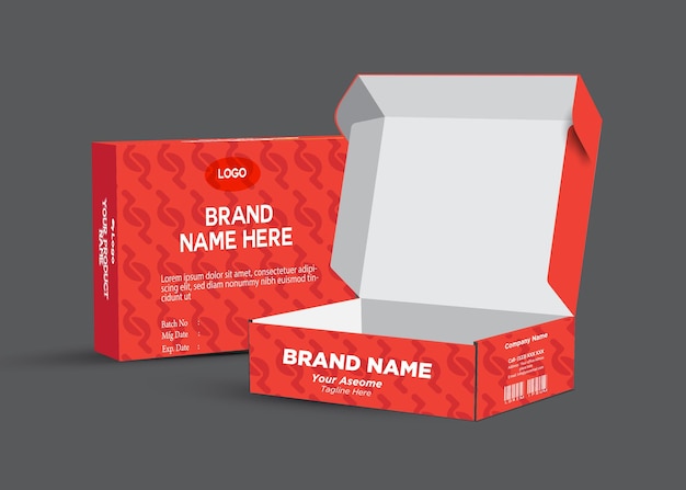 uma caixa vermelha com o nome da marca