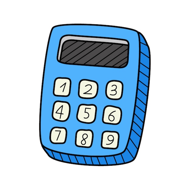 Uma calculadora simples. doodle. ilustração em vetor colorida desenhada à mão.