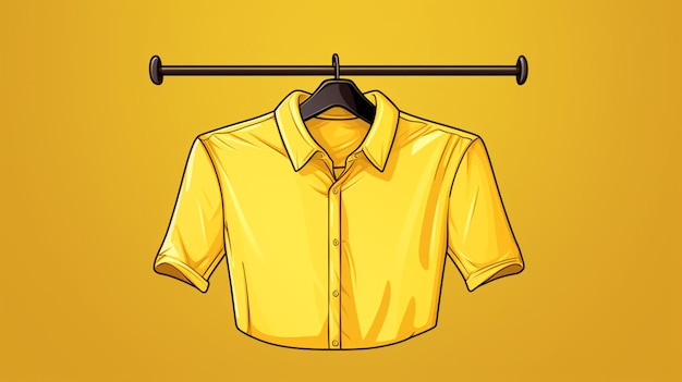 Vetor uma camisa amarela com uma camisa vermelha pendurada em um gancho