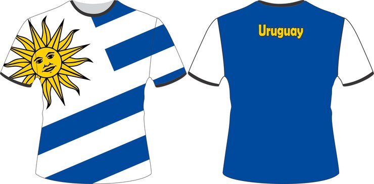 Vetor uma camisa azul e branca com urubamba escrito nela
