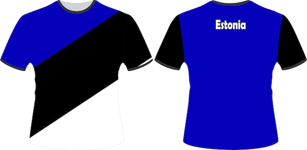 Uma camisa azul e preta com a palavra bandeira da estônia.