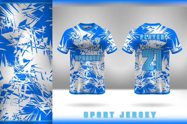 Uma camisa azul para uma equipe esportiva