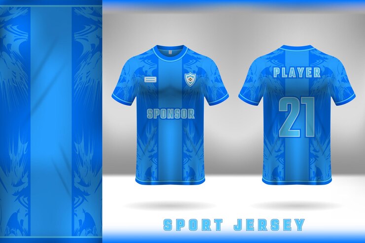 Uma camisa azul que diz patrocinador