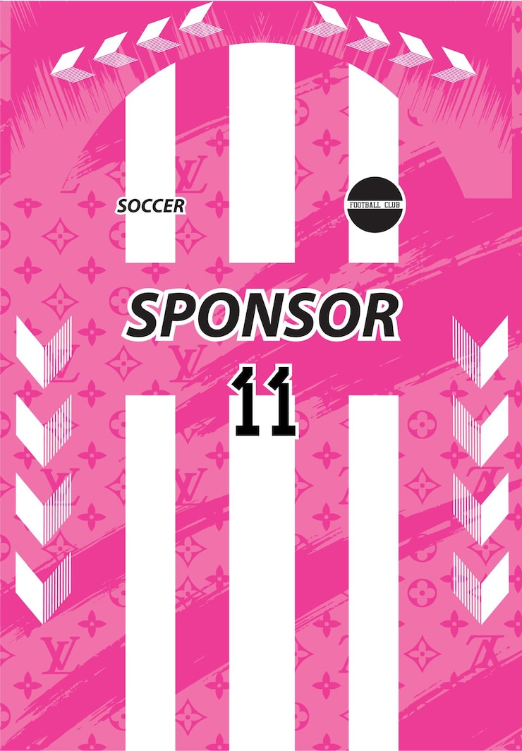 Vetor uma camisa de futebol rosa e branca com a palavra patrocinador.