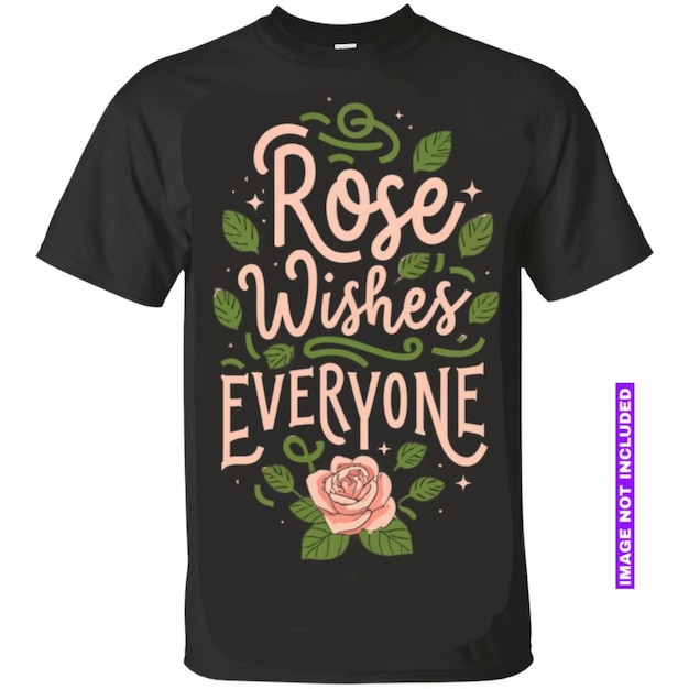 Vetor uma camisa preta com uma rosa rosa escrita nela