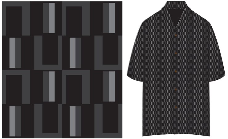 Vetor uma camisa preta e cinza com um padrão de quadrados em ita camisa com um padrão floral e mockup