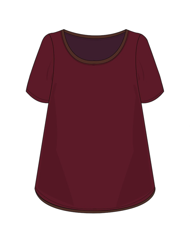 Vetor uma camisa vermelha com uma faixa marrom ao redor da parte inferior