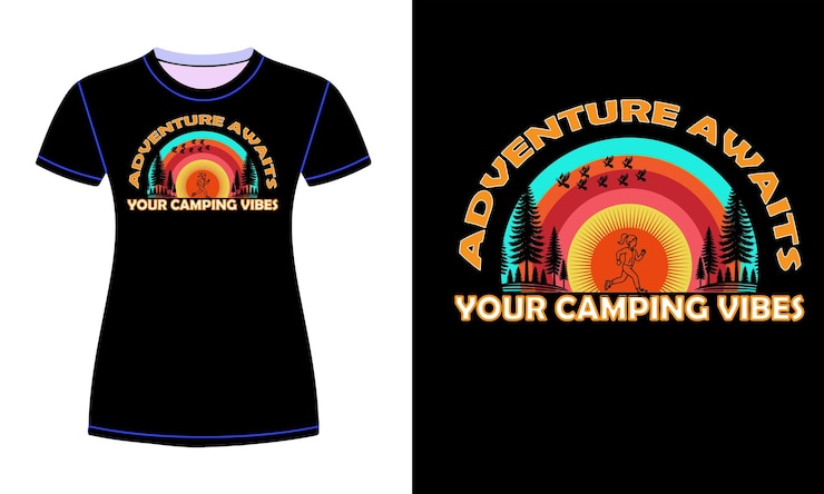 Vetor uma camiseta com as palavras " acampamento de aventura "