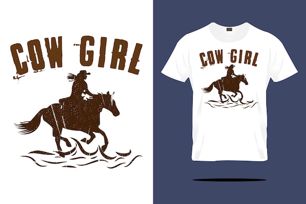 Uma camiseta cow girl com um fundo branco e um fundo azul