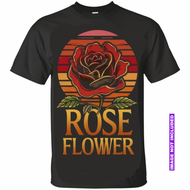 Vetor uma camiseta preta com uma flor é mostrada