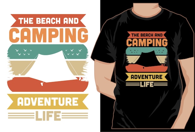 Uma camiseta que diz a vida de aventura na praia e no acampamento