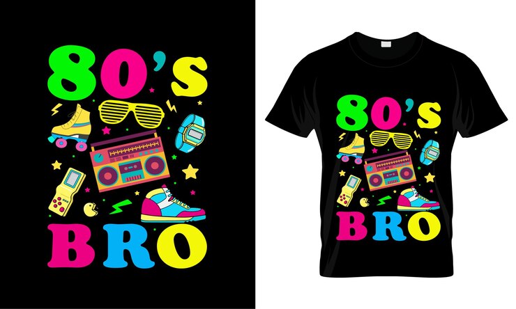 Vetor uma camiseta que diz bro dos anos 80 nela