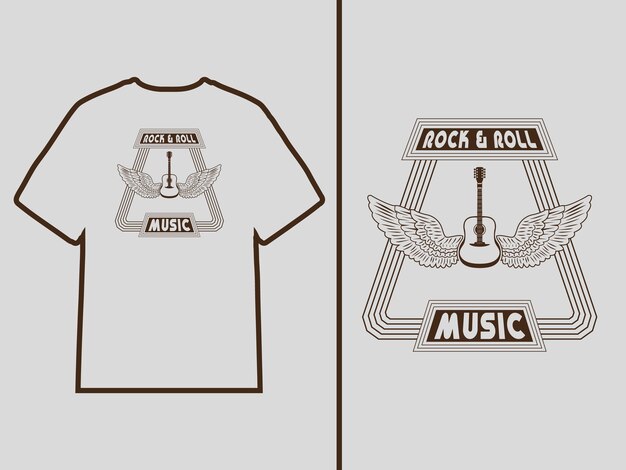 Vetor uma camiseta que diz rock & roll nela.