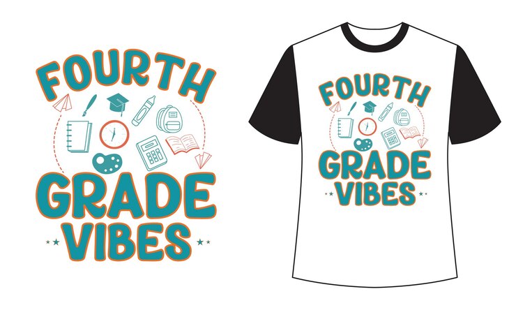 Vetor uma camiseta que diz vibes da quarta série nela