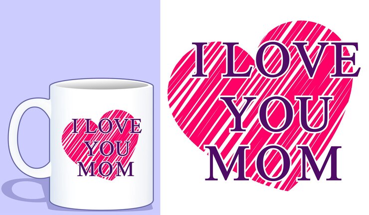 Vetor uma caneca que diz eu te amo mãe nela
