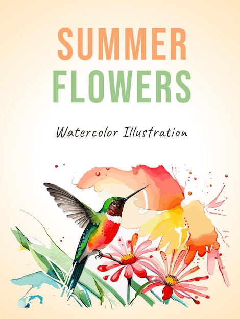 Uma capa de livro para ilustração em aquarela de flores de verão