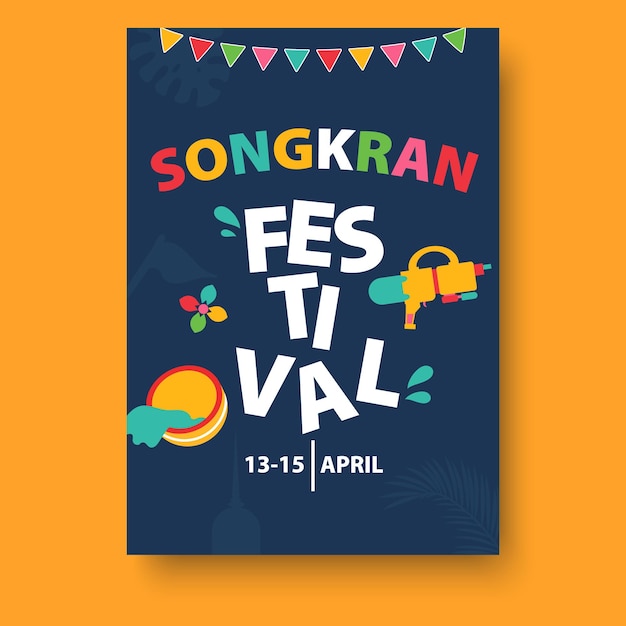 Vetor uma capa de livro para o festival songkran é intitulada 13 15 de abril