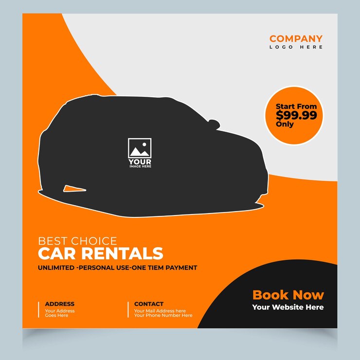 Vetor uma capa de uma revista de aluguer de carros com uma etiqueta de preço