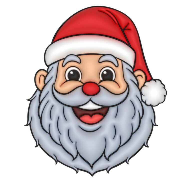 Vetor uma cara de papai noel alegre em 3d.