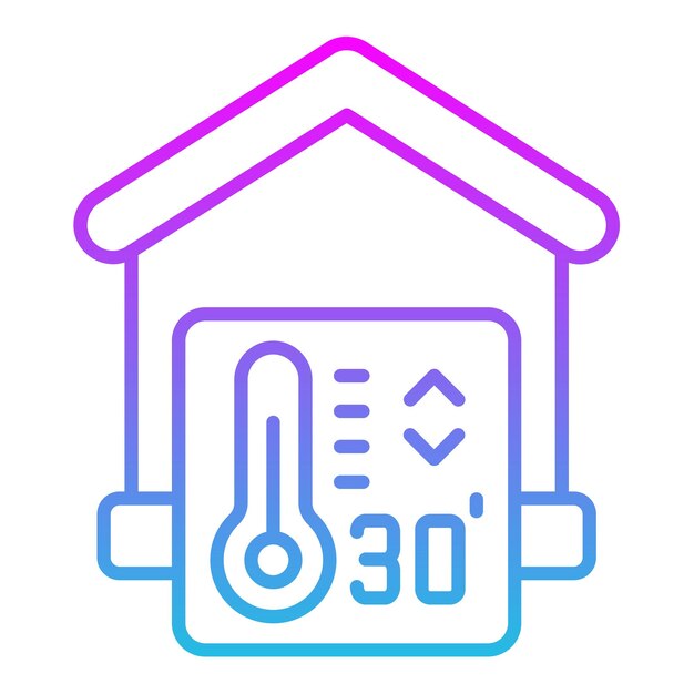 Vetor uma casa azul e rosa com uma temperatura de graus celsius