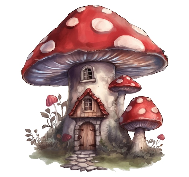 Cogumelo Amanita muscaria, casa de cogumelo, pintado, chapéu, mão png