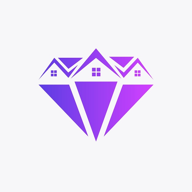 Uma casa e um diamante em uma forma simples que são combinados em um para que se torne um logotipo único.