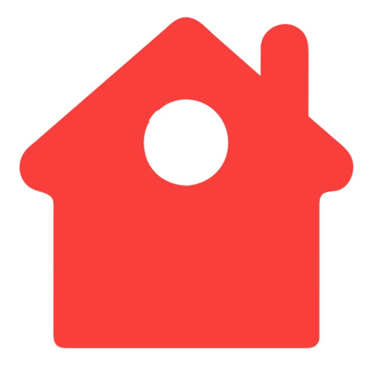 Vetor uma casa vermelha com um círculo no lado
