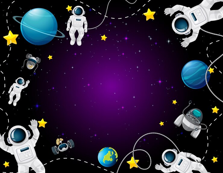 Vetor uma cena de fundo de desenho animado do espaço
