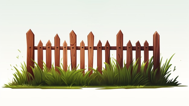 Vetor uma cerca com uma grama sobre ela e uma cerca com um fundo de grama