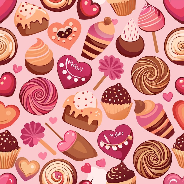 uma colagem de diferentes cupcakes e corações