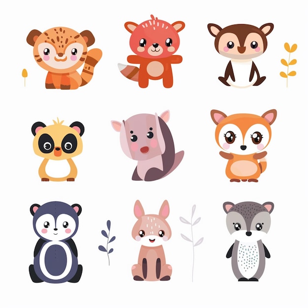 uma coleção de animais diferentes, incluindo um com o nome dos outros