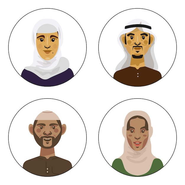 Vetor uma coleção de avatares de pessoas de diferentes nacionalidades e grupos sociais estilo moderno